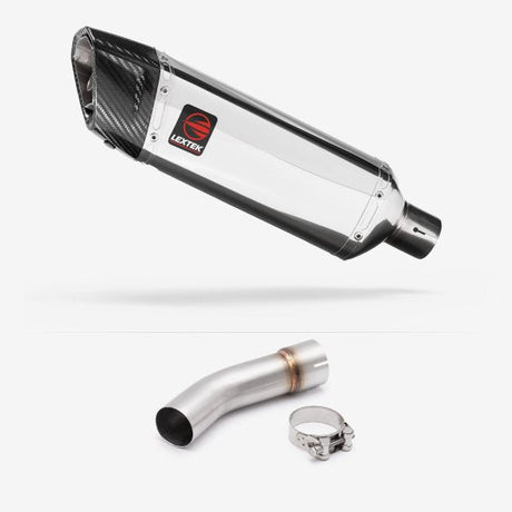 Lextek SP4 Polished Stainless Steel Exhaust 300mm with Link Pipe for Suzuki SV650 (03-15)