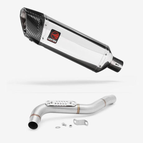 Lextek SP4 Polished Stainless Steel Exhaust 300mm with Link Pipe for Triumph Tiger 1050 (07-12)