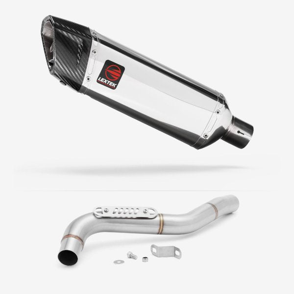 Lextek SP4 Polished Stainless Steel Exhaust 300mm with Link Pipe for Triumph Tiger 1050 (07-12)