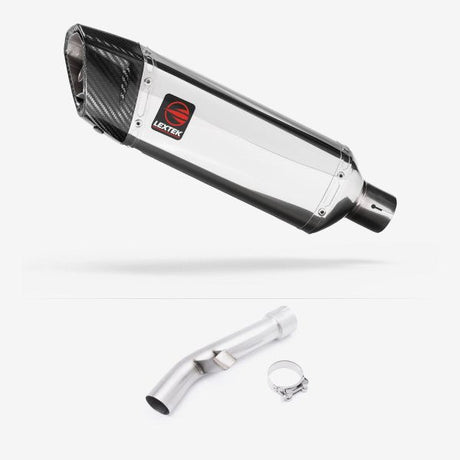 Lextek SP4 Polished Stainless Steel Exhaust 300mm with Link Pipe for Yamaha FZ1 (06-15)