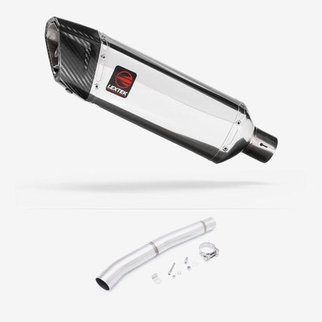 Lextek SP4 Polished Stainless Steel Exhaust 300mm with Link Pipe for Yamaha YZF R6 (06-16)