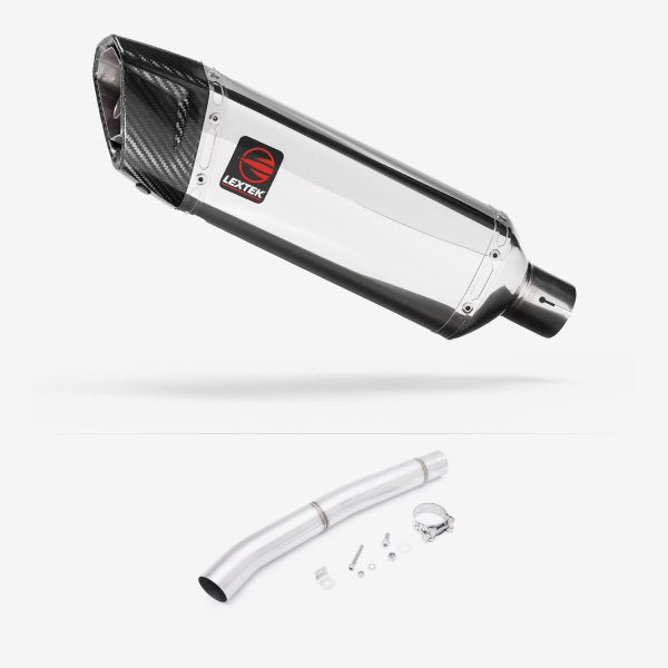 Lextek SP4 Polished Stainless Steel Exhaust 300mm with Link Pipe for Yamaha YZF R6 (06-16)