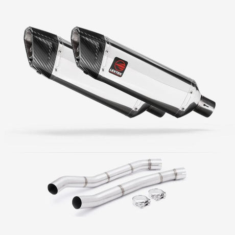 Lextek SP4 Polished Stainless Steel Exhaust 300mm with Link Pipes for Kawasaki ZZR1400 (12-19)