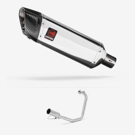 Lextek SP4 Polished Stainless Steel Exhaust System 300mm for Yamaha YBR 125 (05-16)