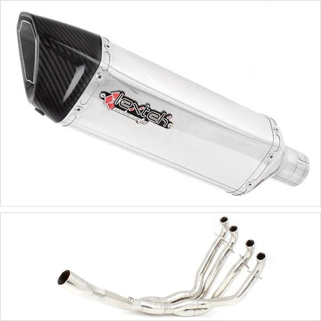 Lextek SP4 Polished Stainless Steel Exhaust System 300mm for Kawasaki ZX-10R Ninja (10-17)