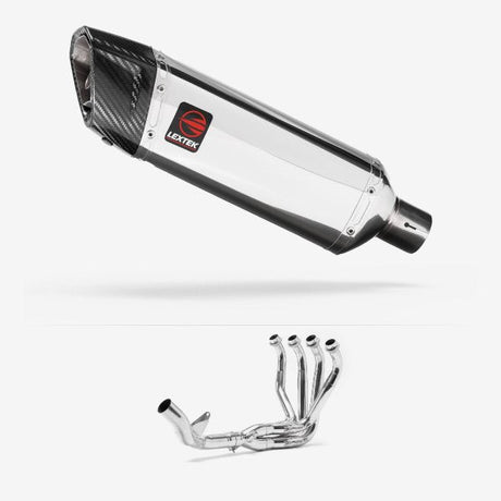 Lextek SP4 Polished Stainless Steel Exhaust System 300mm Single Sided for Kawasaki Z1000 (10-19)