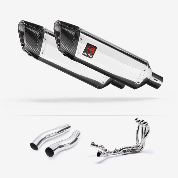 Lextek SP4 Polished Stainless Steel Exhaust System 300mm for Kawasaki Z1000 (10-19)