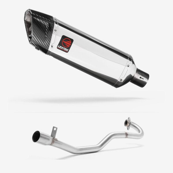 Lextek SP4 Polished Stainless Steel Exhaust System 300mm for Lexmoto Adrenaline (EFI) 125