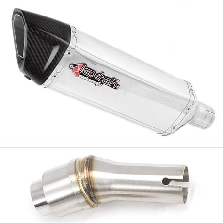 Lextek SP4 Polished Stainless Steel Exhaust 300mm with Link Pipe for Kawasaki Ninja 250 (08-12)