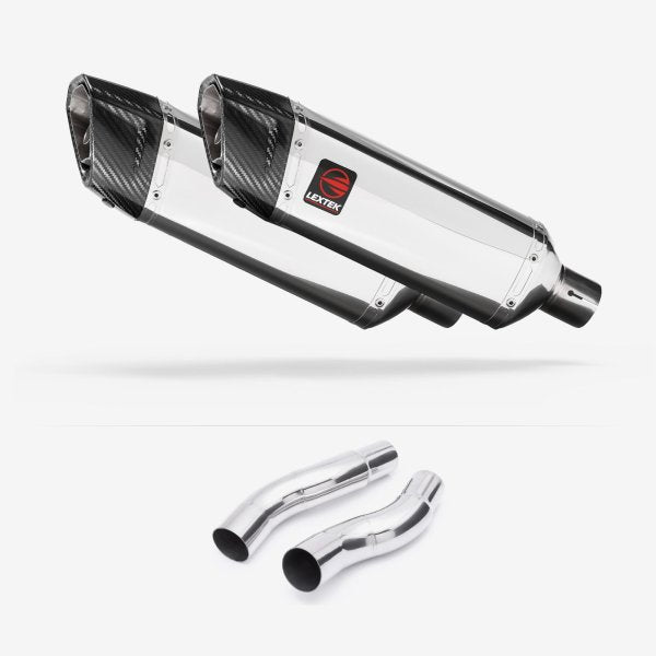Lextek SP4 Polished Stainless Steel Exhaust 300mm with Link Pipes for Kawasaki Z1000 (14-19)
