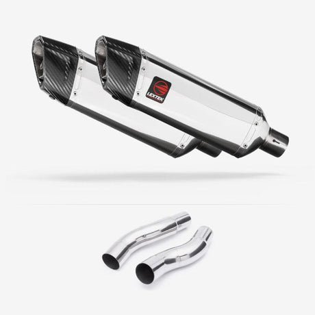 Lextek SP4 Polished Stainless Steel Exhaust 300mm with Link Pipes for Kawasaki Z1000 (14-19)