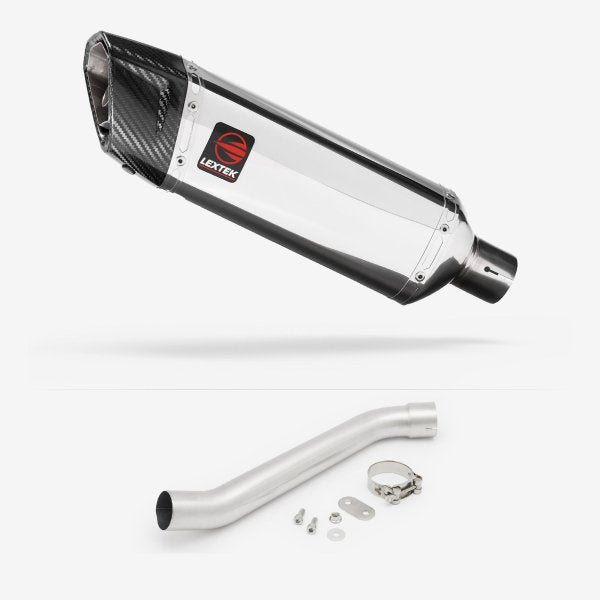 Lextek SP4 Polished Stainless Steel Exhaust 300mm with Link Pipes
