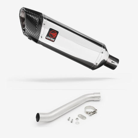 Lextek SP4 Polished Stainless Steel Exhaust 300mm with Link Pipes