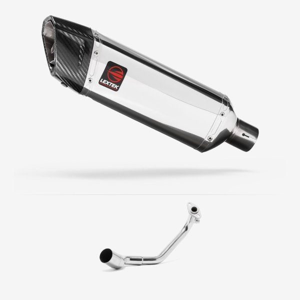 Lextek SP4 Polished Stainless Steel Exhaust System 300mm for Peugeot Speedfight 3 125 (09-16)