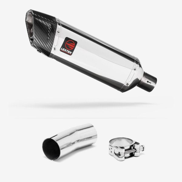 Lextek SP4 Polished Stainless Steel Exhaust 300mm with Link Pipe for Suzuki GSXR 1000 (12-22)