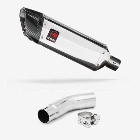 Lextek SP4 Polished Stainless Steel Exhaust 300mm with Link Pipe for Suzuki GSX-S750 (17-21)