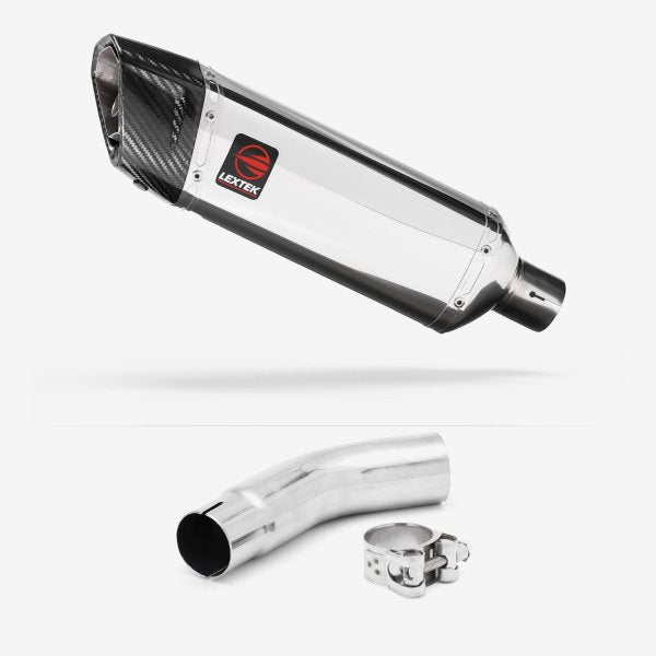 Lextek SP4 Polished Stainless Steel Exhaust 300mm with Link Pipe for Suzuki GSX-S750 (17-21)
