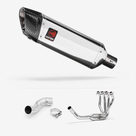 Lextek SP4 Polished Stainless Steel Exhaust System 300mm for Kawasaki Z900 (17-19)