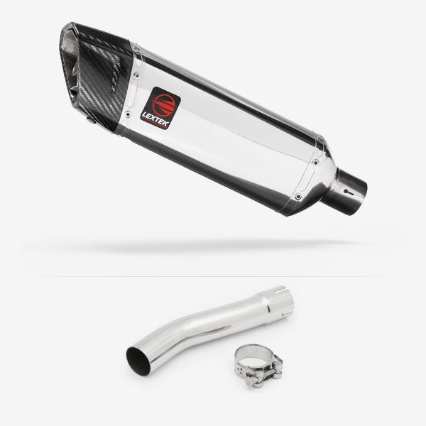 Lextek SP4 Polished Stainless Steel Exhaust 300mm with Link Pipe for Yamaha XJR 1300 (07-16)