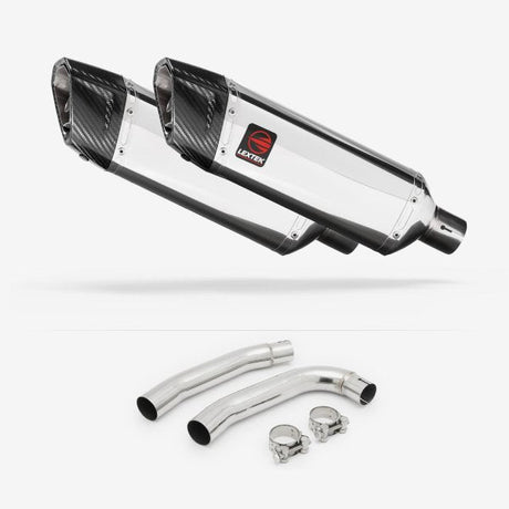 Lextek SP4 Polished Stainless Steel Exhaust 300mm with Link Pipe for Honda VTR 1000 (97-05)