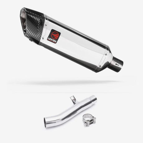 Lextek SP4 Polished Stainless Steel Exhaust 300mm with Link Pipe for Honda CBF 600 (04-07)