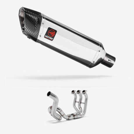 Lextek SP4 Polished Stainless Steel Exhaust System 300mm High Level for Yamaha MT-09 (13-20)