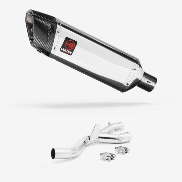 Lextek SP4 Polished Stainless Steel Exhaust 300mm with De-Cat Link Pipe for Yamaha MT-10 (16-)