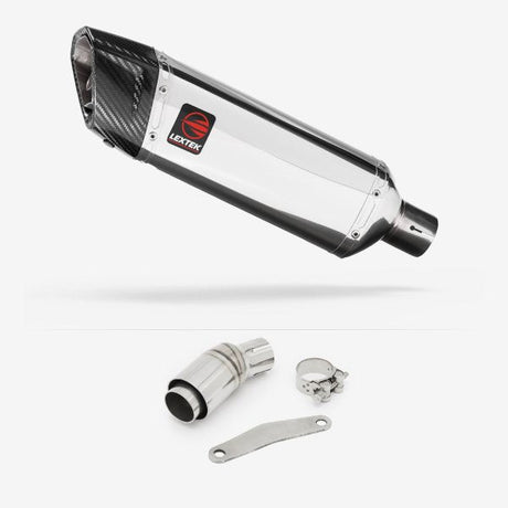 Lextek SP4 Polished Stainless Steel Exhaust 300mm with Link Pipe for Kawasaki Versys-X 300 (17-18)