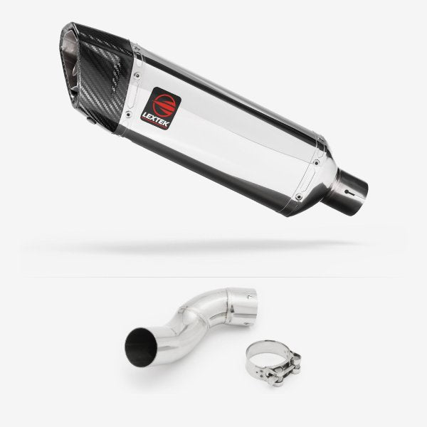 Lextek SP4 Polished Stainless Steel Exhaust 300mm with Link Pipe for Kawasaki Z900 (17-19)