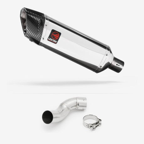 Lextek SP4 Polished Stainless Steel Exhaust 300mm with Link Pipe for Kawasaki Z900 (17-19)