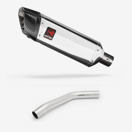 Lextek SP4 Polished Stainless Steel Exhaust 300mm with Link Pipe for Triumph Tiger 800 (10-19)