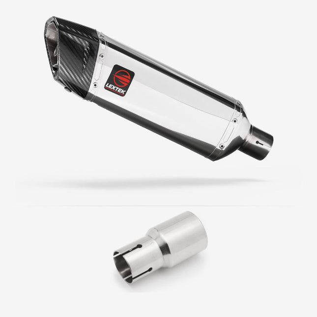 Lextek Polished Stainless Steel SP4 300mm Exhaust with Link Pipe for Piaggio MP3 500 (07-15)