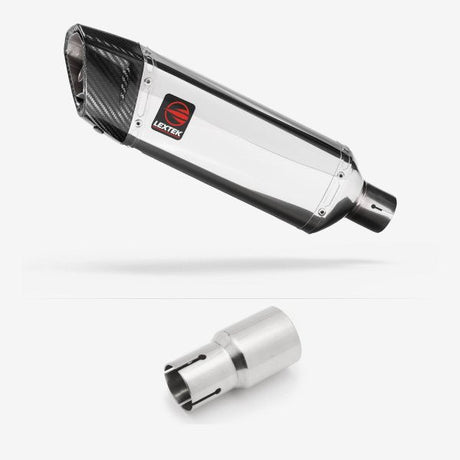 Lextek SP4 Polished Stainless Steel Exhaust 300mm with Link Pipe for Piaggio MP3 500 (07-15)