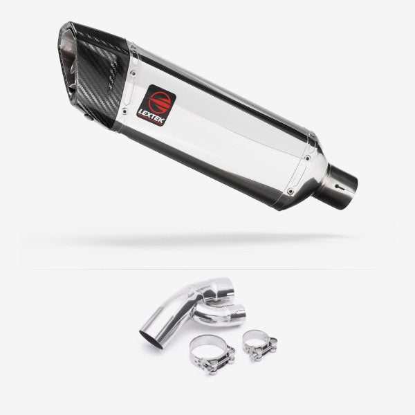Lextek SP4 Polished Stainless Steel Exhaust 300mm with Link Pipe for BMW S1000 XR (15-19)