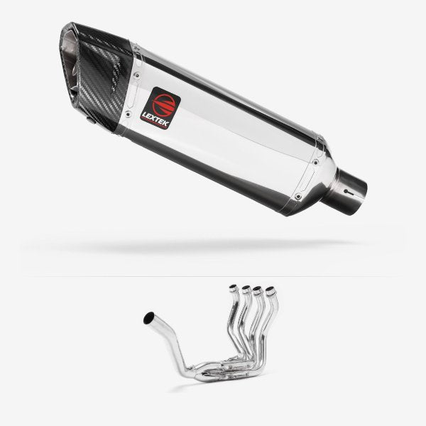 Lextek SP4 Polished Stainless Steel Exhaust System 300mm Single Sided