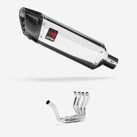 Lextek SP4 Polished Stainless Steel Exhaust System 300mm Single Sided