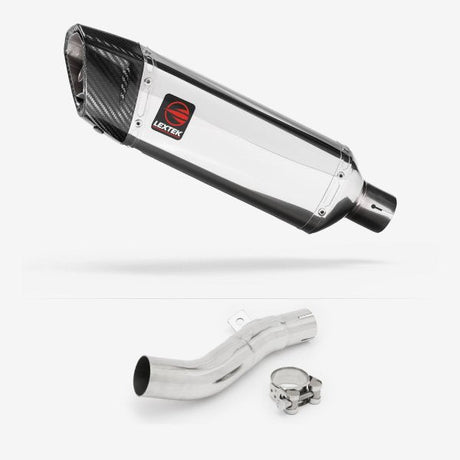 Lextek SP4 Polished Stainless Steel Exhaust 300mm with Link Pipe for Honda CB500 F/X (13-20)