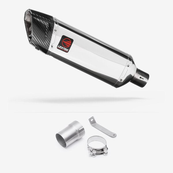 Lextek SP4 Polished Stainless Steel Exhaust 300mm with Link Pipe