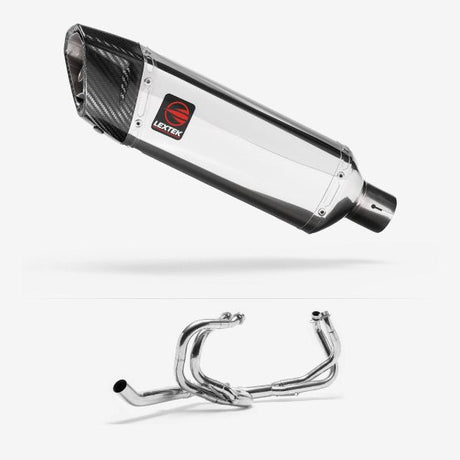 Lextek SP4 Polished Stainless Steel Exhaust System 300mm for Honda VFR 800 (97-01)