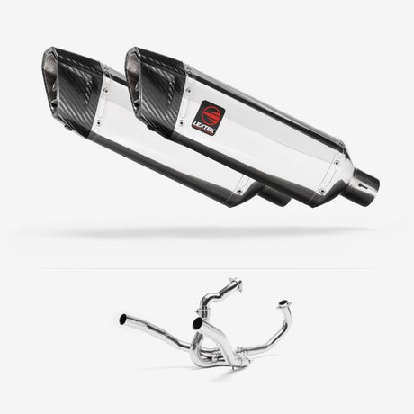 Lextek SP4 Polished Stainless Steel Exhaust System 300mm for SUZUKI SV1000 (03-07)