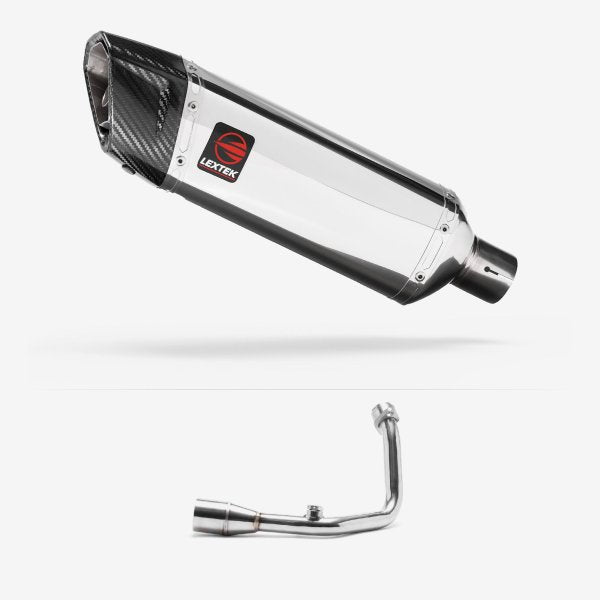 Lextek SP4 Polished Stainless Steel Exhaust System 300mm for Royal Alloy GT200 (18 - )
