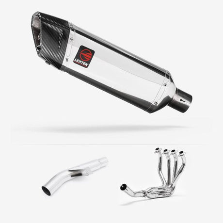 Lextek SP4 Polished Stainless Steel Exhaust System 300mm for Kawasaki Versys 1000 (15-18)
