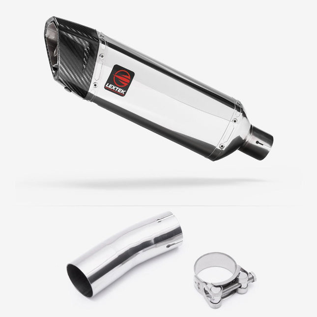 Lextek Polished Stainless Steel SP4 300mm Exhaust with Link Pipe
