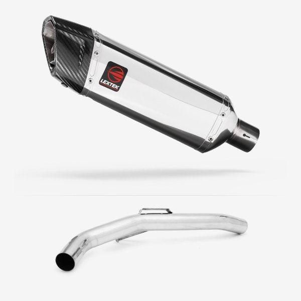 Lextek SP4 Polished Stainless Steel Exhaust 300mm with Link Pipe for Triumph Explorer 1200 (12-18)