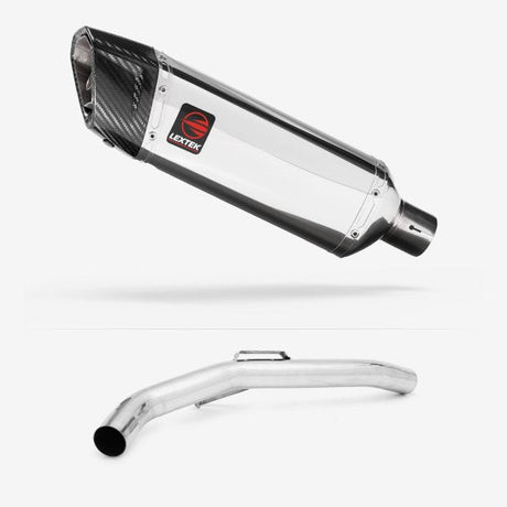 Lextek SP4 Polished Stainless Steel Exhaust 300mm with Link Pipe for Triumph Explorer 1200 (12-18)