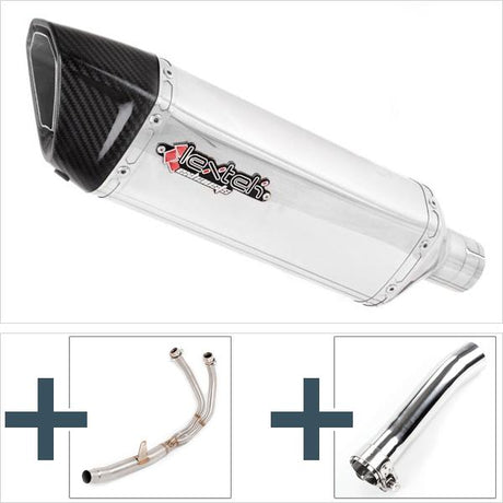 Lextek SP4 Polished Stainless Steel Exhaust System 300mm for Honda CBR500R (13-19)