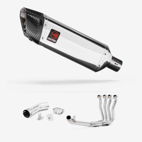 Lextek SP4 Polished Stainless Steel Exhaust 300mm with Link Pipe for Suzuki GSX-S 1000 F (15-20)