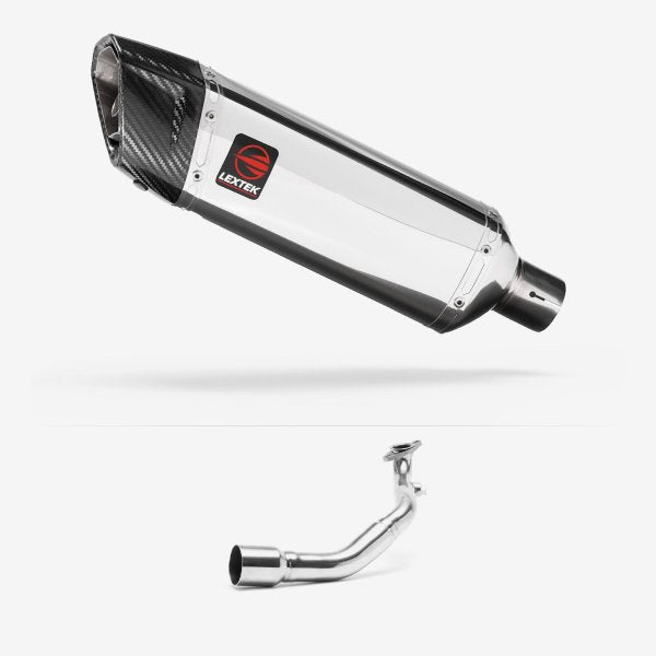 Lextek SP4 Polished Stainless Steel Exhaust System 300mm for Lexmoto Milano 125