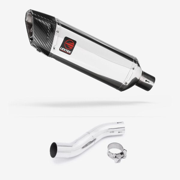 Lextek SP4 Polished Stainless Steel Exhaust 300mm with Link Pipe for Suzuki GSX 250 R (17-18)