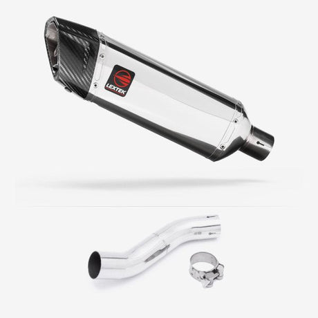 Lextek SP4 Polished Stainless Steel Exhaust 300mm with Link Pipe for Suzuki GSX 250 R (17-18)